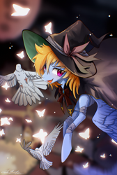 Size: 1765x2631 | Tagged: safe, artist:gale spark, derpibooru import, oc, oc only, oc:gale spark, bird, pegasus, pony, clothes, hat, solo, witch hat