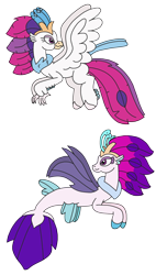 Size: 1804x3186 | Tagged: safe, artist:supahdonarudo, derpibooru import, queen novo, classical hippogriff, hippogriff, seapony (g4), my little pony: the movie, duality, looking back, multeity, simple background, transparent background