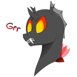 Size: 4000x4000 | Tagged: safe, artist:rumstone, derpibooru import, oc, oc only, oc:shift changeling, changeling, angry, angy, bust, changeling oc, fangs, krita, portrait, red changeling, simple background, transparent background