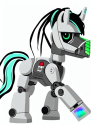 Size: 512x704 | Tagged: safe, derpibooru import, machine learning generated, oc, oc only, oc:mecha-pony, pony, robot, robot pony, simple background, solo, white background