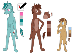 Size: 5899x4356 | Tagged: safe, artist:emc-blingds, derpibooru import, oc, oc only, anthro, earth pony, earth pony oc, featureless crotch, female, male, reference sheet, simple background, transparent background