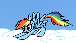 Size: 1031x585 | Tagged: safe, artist:purblehoers, derpibooru import, rainbow dash, pegasus, pony, cloud, female, iwtcird, mare, meme, solo, spread wings, stretching, wings