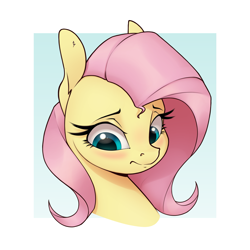 Size: 3075x3075 | Tagged: safe, artist:aquaticvibes, derpibooru import, fluttershy, pegasus, pony, blushing, bust, cute, female, high res, looking down, mare, portrait, shyabetes, solo