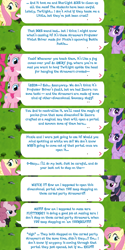 Size: 2048x4096 | Tagged: safe, derpibooru import, fluttershy, mean pinkie pie, mean twilight sparkle, pinkie pie, twilight sparkle, twilight sparkle (alicorn), alicorn, earth pony, pegasus, clothes, dialogue, dialogue box, english, event, female, folded wings, gameloft, horn, mare, official, scarf, speech bubble, spread wings, text, wings