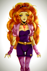 Size: 596x891 | Tagged: safe, artist:granatty, derpibooru import, adagio dazzle, human, equestria girls, rainbow rocks, breasts, cleavage, clothes, female, glowing, solo