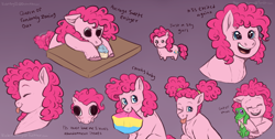 Size: 1500x753 | Tagged: safe, artist:violetpony11, derpibooru import, gummy, pinkie pie, chibi, cupcake, food, pansexual pride flag, pride, pride flag, solo