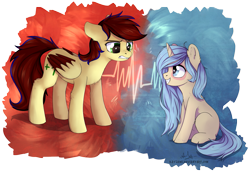 Size: 1829x1271 | Tagged: safe, artist:kaylemi, derpibooru import, oc, oc only, pegasus, pony, unicorn, commission, duo, female, horn, partial background, pegasus oc, siblings, simple background, sisters, transparent background, unicorn oc