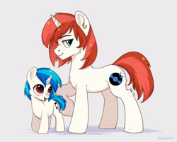 Size: 2567x2067 | Tagged: safe, artist:kaylemi, derpibooru import, dj pon-3, long play, vinyl scratch, pony, unicorn, 33 1-3 lp, brother and sister, duo, female, filly, filly vinyl scratch, foal, male, siblings, simple background, younger