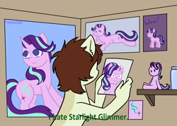 Size: 2448x1748 | Tagged: safe, artist:hayley566, derpibooru import, starlight glimmer, oc, pony, unicorn, female, male, meme, plushie, ponified, ponified meme, poster, stalker shrine, suddenly hands