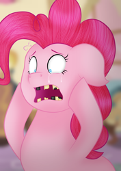 Size: 2507x3541 | Tagged: safe, artist:viviandpurplevivi, derpibooru import, pinkie pie, earth pony, pony, cavity, crying, female, open mouth, solo