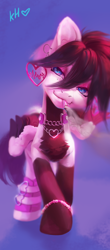 Size: 1240x2812 | Tagged: safe, artist:khvorost162, derpibooru import, oc, pegasus, pony, boots, bracelet, chains, choker, cigarette, collar, ear piercing, female, jewelry, piercing, shoes, smoke, smoking, solo, solo female, wings