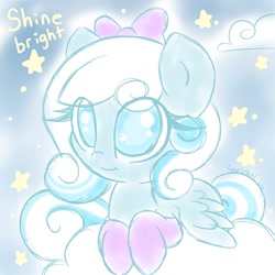 Size: 1080x1080 | Tagged: safe, artist:starlightlore, derpibooru import, oc, oc:snowdrop, pegasus, pony, bow, clothes, cute, female, hair bow, pegasus oc, socks, stars