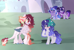 Size: 1081x739 | Tagged: safe, artist:arcticwindsbases, artist:dreamybae, artist:nocturnal-moonlight, artist:selenavivacity, derpibooru import, oc, oc only, alicorn, draconequus, unicorn, alicorn oc, base used, beret, blushing, colored hooves, colored wings, draconequus oc, ethereal mane, female, flower, flower in hair, hat, horn, male, mare, oc x oc, shadow, shipping, sparkly mane, story included, straight, unicorn oc, wings