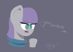 Size: 7016x4961 | Tagged: safe, artist:realgero, derpibooru import, boulder (pet), maud pie, earth pony, pony, dialogue, simple background, solo