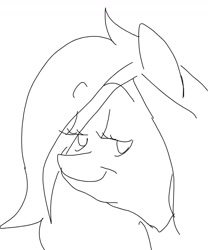 Size: 1080x1299 | Tagged: safe, artist:pony quarantine, derpibooru import, oc, oc:anon-mare, earth pony, pony, black and white, bust, female, grayscale, looking at you, mare, monochrome, simple background, sketch, smiling, smiling at you, solo, white background