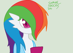 Size: 611x450 | Tagged: safe, artist:samuel-neocros, derpibooru import, rainbow dash, base used, bust, gardevoir, pokémon, simple background, solo, species swap