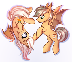 Size: 2676x2319 | Tagged: safe, artist:kannakiller, derpibooru import, oc, oc only, bat pony, pony, bat pony oc, bat wings, commission, duo, duo male and female, ear fluff, ears, female, full body, looking at each other, looking at someone, male, mare, raised hoof, raised leg, simple background, sketch, smiling, sparkles, stallion, white background, wings