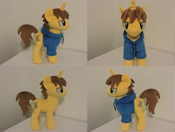 Size: 1597x1199 | Tagged: safe, artist:little-broy-peep, derpibooru import, oc, oc:fine print, pony, unicorn, clothes, hoodie, irl, male, photo, plushie, solo, stallion