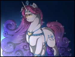 Size: 512x384 | Tagged: safe, artist:binibean, derpibooru import, princess amore, pony, unicorn, female, glowing, glowing eyes, solo