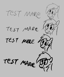 Size: 311x375 | Tagged: safe, artist:truthormare, ponerpics import, derpy hooves, pegasus, pony, aggie.io, female, lowres, mare, monochrome, simple background, smiling, test mare