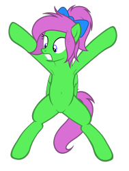 Size: 3012x3981 | Tagged: safe, artist:equestria secret guard, derpibooru import, oc, oc only, oc:zippy sparkz, pegasus, pony, armpits, belly button, bow, featureless crotch, female, mare, pegasus oc, show accurate, simple background, solo, spread eagle, transparent background, vector