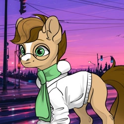 Size: 1080x1080 | Tagged: safe, artist:avatar maker fantasy pony, derpibooru import, oc, oc only, oc:cooper pine, pony, avatar maker fantasy pony, clothes, glasses, round glasses, scarf, solo