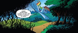 Size: 1334x578 | Tagged: safe, artist:andypriceart, derpibooru import, idw, rainbow dash, pegasus, pony, g4, spoiler:comic, spoiler:comicannual2017, spoiler:guardians of harmony, dialogue, female, mare, solo, speech bubble