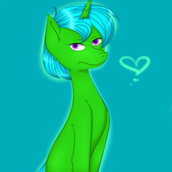 Size: 1500x1500 | Tagged: safe, alternate version, artist:painy, derpibooru import, oc, oc:green byte, pony, unicorn, commission, heart, male, simple background, solo, stallion