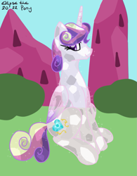 Size: 705x906 | Tagged: safe, artist:eklipsethepony, derpibooru import, princess cadance, alicorn, crystal pony, pony, bush, crystal, crystal empire, crystallized, outdoors, solo, the crystal empire 10th anniversary