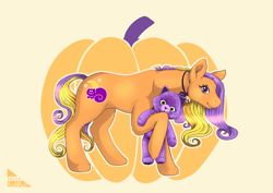 Size: 5787x4092 | Tagged: safe, artist:katarablanketart, derpibooru import, earth pony, pony, g3, female, plushie, pumpkin tart, solo, teddy bear