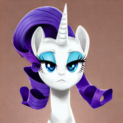 Size: 1080x1080 | Tagged: safe, artist:vinphu1, derpibooru import, generator:stable diffusion, machine learning generated, rarity, pony, unicorn, bust, female, portrait, solo
