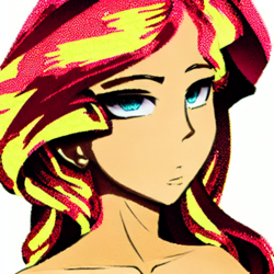 Size: 1080x1080 | Tagged: safe, artist:vinphu1, derpibooru import, generator:stable diffusion, machine learning generated, sunset shimmer, equestria girls, bust, female, simple background, solo, white background