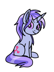 Size: 768x1024 | Tagged: safe, artist:windy breeze, derpibooru import, oc, oc only, oc:moonlight, oc:moonlight spell, pony, unicorn, 2023 community collab, derpibooru community collaboration, female, looking at you, mare, purple eyes, purple mane, purple tail, redesign, simple background, sitting, solo, tail, transparent background