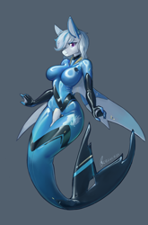 Size: 3587x5425 | Tagged: safe, artist:龙宠, derpibooru import, oc, oc only, oc:lady lightning strike, anthro, mermaid, merpony, pegasus, sea pony, seapony (g4), breasts, clothes, female, fish tail, gloves, latex, latex gloves, latex suit, mare, solo, tail, tights, transformation, wide hips