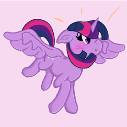 Size: 4800x4800 | Tagged: safe, alternate version, artist:gean, derpibooru import, twilight sparkle, twilight sparkle (alicorn), alicorn, pony, :o, blushing, emanata, open mouth, simple background, solo, spread wings, wings
