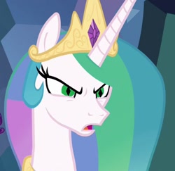 Size: 1112x1080 | Tagged: safe, derpibooru import, edit, edited screencap, screencap, princess celestia, alicorn, pony, the ending of the end, cropped, green eyes, solo