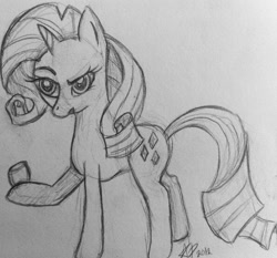 Size: 584x544 | Tagged: safe, artist:jejejoja, derpibooru import, rarity, pony, unicorn, 2012, food, marshmallow, monochrome, old art, raised eyebrow, rarity is a marshmallow, sketch, slim, solo, traditional art