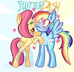 Size: 804x779 | Tagged: safe, artist:keymilanimations, derpibooru import, fluttershy, rainbow dash, pegasus, pony, duo, female, flutterdash, heart, lesbian, shipping