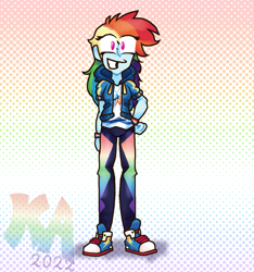 Size: 985x1052 | Tagged: safe, artist:keymilanimations, derpibooru import, rainbow dash, equestria girls, converse, female, grin, shoes, smiling, sneakers, solo