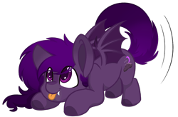 Size: 1350x885 | Tagged: artist needed, safe, derpibooru import, oc, bat pony, 2023 community collab, :p, bat pony oc, derpibooru community collaboration, simple background, spread wings, tail, tail wiggle, tongue, tongue out, transparent background, wings
