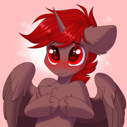 Size: 4096x4096 | Tagged: safe, artist:kebchach, derpibooru import, oc, oc only, oc:hardy, alicorn, pony, blushing, chest fluff, cute, heart, heart eyes, hoof fluff, hooves together, looking at you, male, ocbetes, solo, stallion, wingding eyes, 👉👈