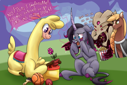 Size: 2400x1600 | Tagged: safe, artist:redahfuhrerking, derpibooru import, fhtng th§ ¿nsp§kbl, oleander, paprika paca, oc, oc:sila, alpaca, classical unicorn, unicorn, them's fightin' herds, basketball, cloven hooves, colored, community related, crying, flower, flower pot, leonine tail, paintbrush, plunger, shading, sports, square hole, text, unshorn fetlocks