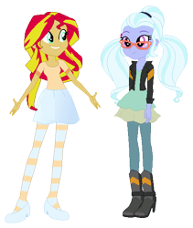 Size: 507x601 | Tagged: safe, artist:marrabo, derpibooru import, sugarcoat, sunset shimmer, equestria girls, clothes swap, duo, simple background, transparent background