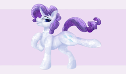 Size: 2400x1400 | Tagged: safe, artist:uberponya, derpibooru import, rarity, crystal pony, unicorn, curved horn, female, horn, jewelry, mare, simple background, solo, the crystal empire 10th anniversary