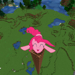 Size: 1080x1080 | Tagged: safe, derpibooru import, pinkie pie, earth pony, pony, g4, ^^, eyes closed, female, mare, minecraft, open mouth, solo