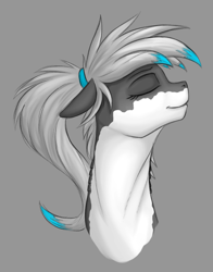 Size: 900x1150 | Tagged: safe, artist:stray prey, derpibooru import, oc, oc only, oc:lacera viscera, original species, pony, shark, shark pony, ears, eyelashes, eyes closed, floppy ears, long neck, slim, smiling, solo