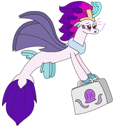 Size: 2073x2328 | Tagged: safe, artist:supahdonarudo, derpibooru import, queen novo, seapony (g4), my little pony: the movie, bag, bubble, holding, shopping, simple background, tired, transparent background