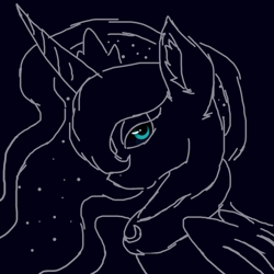 Size: 1000x1000 | Tagged: safe, artist:kapai882, artist:kathe, derpibooru import, princess luna, alicorn, collar, simple background, sketch