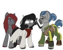 Size: 1280x1024 | Tagged: safe, artist:brainiac, derpibooru import, oc, oc only, oc:cerise, oc:outlook grim, oc:silent echoes, earth pony, pony, 2022 community collab, derpibooru community collaboration, female, male, mare, stallion, trio