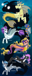 Size: 1300x3082 | Tagged: safe, artist:inuhoshi-to-darkpen, derpibooru import, adagio dazzle, oc, merpony, orca, orca pony, original species, seapony (g4), shark, shark pony, siren, whale, blank eyes, blue background, blushing, bubble, clothes, cute, digital art, dorsal fin, everfree northwest, fin wings, fins, fish tail, flowing mane, flowing tail, gem, glowing, high res, looking at you, ocean, open mouth, purple mane, see-through, signature, simple background, smiling, smiling at you, swimming, tail, underwater, water, wings
